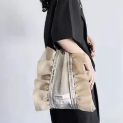 BROWN THEATRE PRODUCTS メッシュフリル バッグ ベージュ