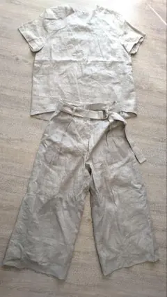 ミラーオェン　リネン ライトグレー セットアップ