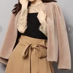 FRAY I.D ノーカラージャケット ベージュ