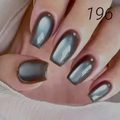 ネイルチップ (№196) マグネット　配色　ニュアンス　シルバー