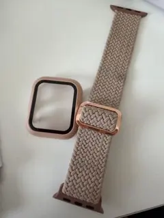 Apple Watch 編み込みピンクベージュバンド