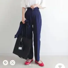 상태좋음 Honeys ハニーズ ベルト付テーパードパンツ 紺 M