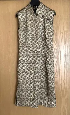 ヴィンテージ チャイナ ワンピース チャイナドレス ビンテージ ゴールド 黒