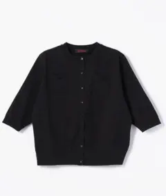 CABaN ファインポリエステル ハーフスリーブポケットカーディガン　黒