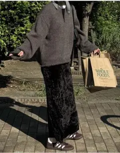 poik ベルベットバンディングロングスカート