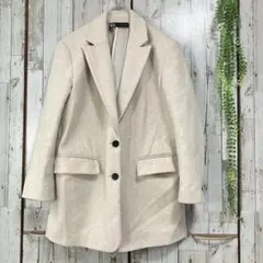 ZARA ザラ☆チェスターコート アウター オフホワイト アイボリー系 M 起毛