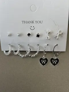 【新品未使用】シルバー色ピアス6セット