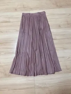 GRL フェイクレザー プリーツロングスカート くすみピンク M