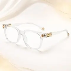 クロムハーツ好き【クリア ゴールド】サングラス 伊達メガネ ブルー
