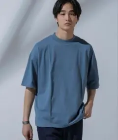 ナノ・ユニバース Anti Soaked 汗染み防止 ビッグ Tシャツ ブルー