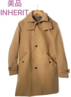 美品 INHERIT インヘリット フーディ チェスターコート キャメル