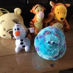 Disneyディズニーぬいぐるみ5体セットまとめプーさんティガー*オラフ*サリー