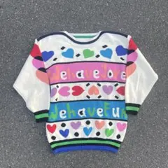 y2k ニット archive 平成 pop ナード 総柄 古着 00sのサムネイル