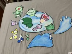 パネルシアター　セット　カエル&ペンギンお花見