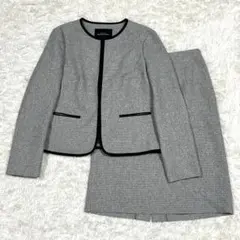 美品✨グリーンレーベルリラクシング セットアップスーツツイードノーカラー L/M