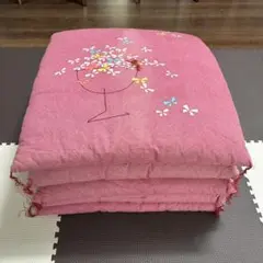 ピンク 花瓶と蝶柄 座布団5枚セット