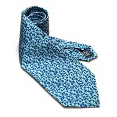GUCCI グッチ　総柄GG シルクネクタイ ブルー イタリア製