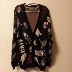 グラニフ ザフォーキャッツ オーバーサイズ 総柄カーディガン