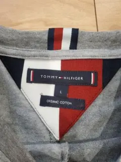 トミーヒルフィガー Tシャツ L グレー 切り替え エンブレム