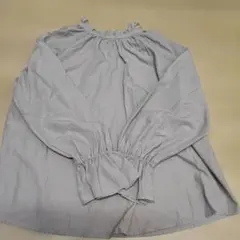 GU フリルネックブラウス 長袖 ベージュ