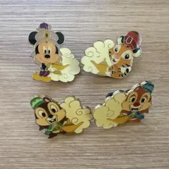 アラジンテーマ ミッキー・チップ・デール ピンバッジ 4個セット