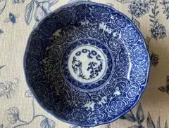 明治期 伊万里 染付 総蛸唐草文 輪花向付 膾皿 14.5cmのサムネイル