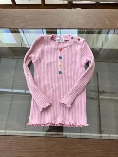 RAG MAT リブ編み長袖Tシャツ 80サイズ ピンク
