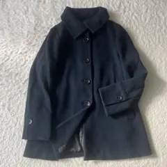 ピノーレ　カシミヤ混紡　スタンドカラーコート　ライトコート　ネイビー系　40　L