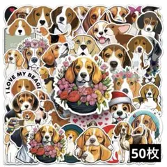 821　ステッカー　お裾分け　フレークシール　海外　防水　動物　犬　ビーグル