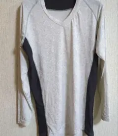 メンズ　Vネック 長袖カットソー グレー/ブラック　XO　ヒマラヤ