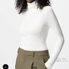 UNIQLO ユニクロ　極暖ヒートテックシームレスリブタートルネックT 白　M