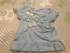 mezzo piano 水色 リボンTシャツ