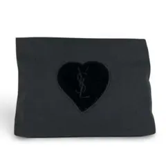 SAINT LAURENT　YSL　ポーチ　ハート　ブラック　ナイロン　ベロア