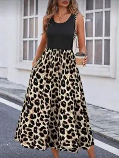 美品♡ レオパードプリントロングワンピース(JP-L)Sサイズ