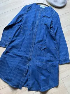 オシャレ　ノーザントラック　デニム　ノーカラー　チュニック　ヒッコリーのサムネイル