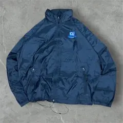 L.L.BeanナイロンジャケットXLドローコード企業刺繍ロゴブラックフード付き