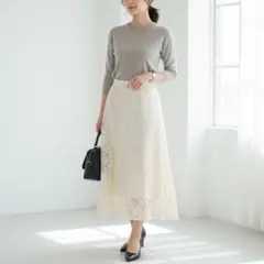 G6600*極美品☆ミッシュマッシュ☆花柄☆レース☆ロング☆スカート☆クリーム色