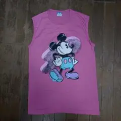 ディズニー青タグ USA製ヴィンテージ80sミッキー柄ノースリーブシャツM新品
