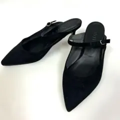 【美品】ルタロン スエード ストラップ ミュール パンプス 黒 M