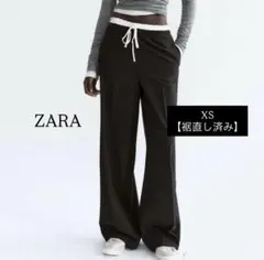 ZARA ダブルウエストバンド ブラウン（ストライプ）
