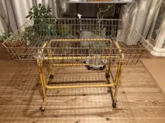 昭和レトロ　ワイヤーワゴン　キャスター付　店舗什器　超シャビージャンクガーデン①