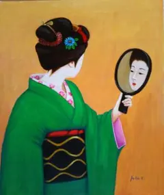 鶴田一郎 魅惑の時 華(はな) 希少 レア美人画 パズル 完成品 額付2枚