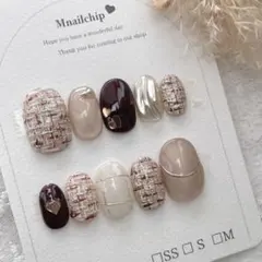 ツイード クリスマス ニュアンス マグネット 冬 現品 ネイルチップ