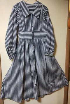 新品　r・p・s　ウエスト切替フレアーシャツワンピース　ネイビー