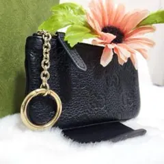 ✨未使用級✨グッチ　コインケース　小銭入れ　キーリング　シマレザー　ブラック　黒