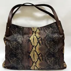 ヘビ柄ショルダーバッグ ブラウン