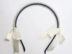 パール、リボン付きカチューシャ