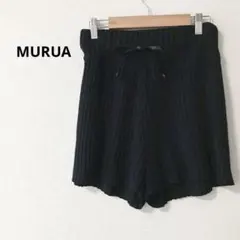 【MURUA】リブ編み　ショート　パンツ　ブラック　Fサイズ　キュロットパンツ