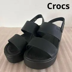 Crocs ブラック サンダル ストラップ付き クロックス 22cm