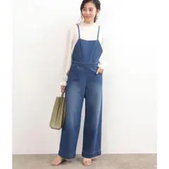 デニムオーバーオール ストラップ付き
